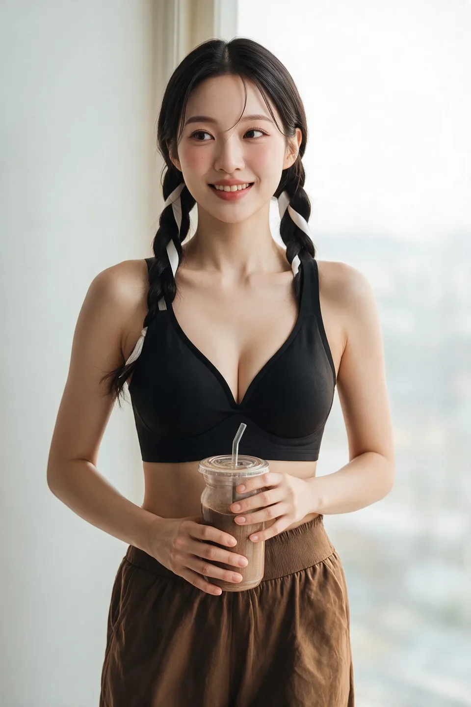 Model wearing a black Rimuru bra